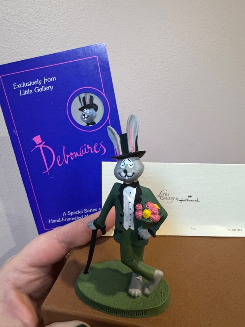 Vintage Hallmark Little Gallery Grey Bunny Figurine NIB